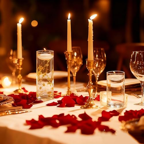UDU 12 Set Glass Vases for Centerpieces with 24 White Floating Candles 80000 Vase Filler 6 Pearl String Party Event Home W...