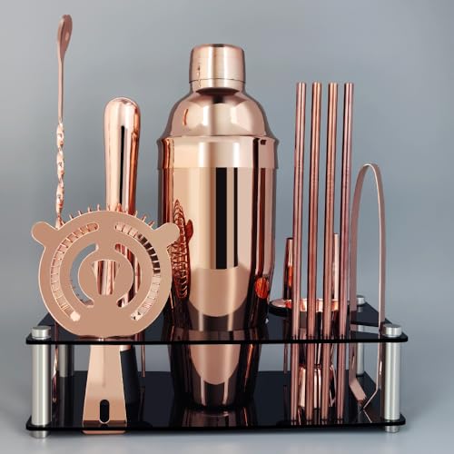 14-Piece Cocktail Shaker Set Bartender Kit with Black Stand, Bar Tool Set for Drink Mixing Bartending Kit Bar Sets Accesso...