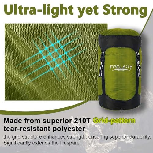 Frelaxy Compression Sack, 40% More Storage! 11L/18L/30L/45L/52L Compression Stuff Sack, Water-Resistant & Ultralight Sleep...