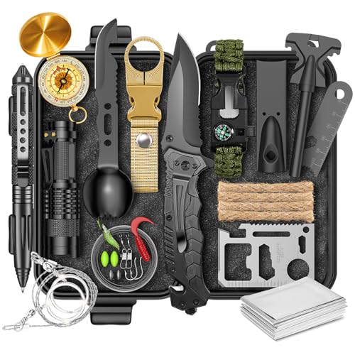 Gifts for Men Him Dad, Survival Kit and Equipment 25 Pcs, Valentines Gifts for him, Christmas Stocking Stuffers,Camping Es...