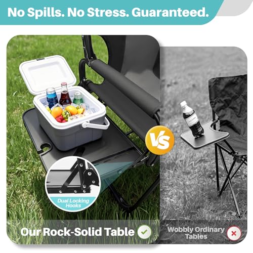 JKLESA Heavy-Duty Camping Director’s Chair with Side Table, 400lb Capacity, 600D Oxford, Quick Setup, Smart Storage & Ergo...