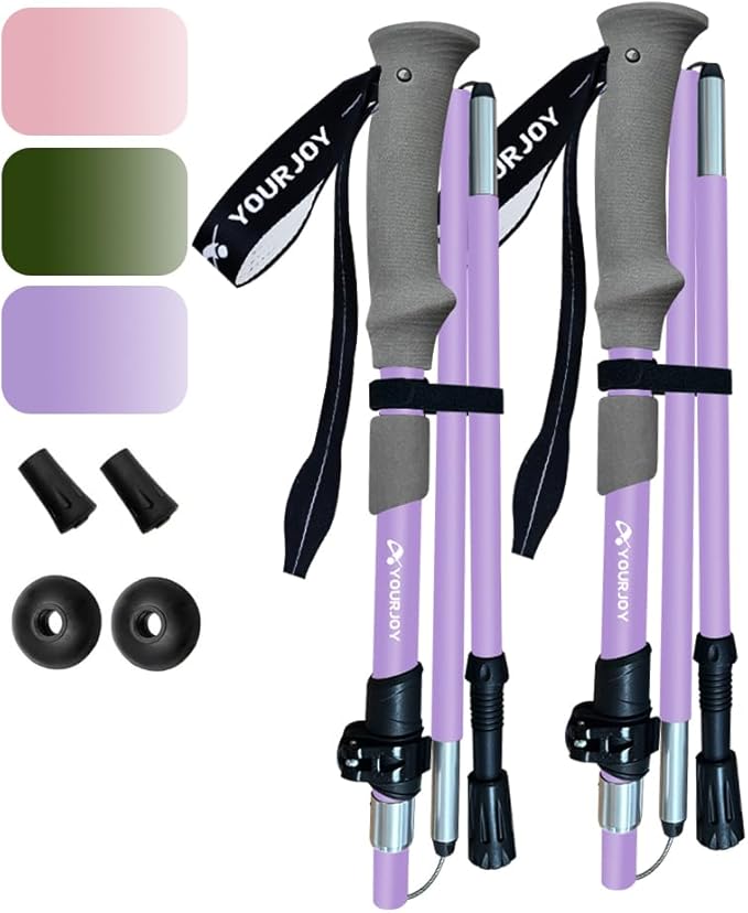 Yourjoy Hiking Trekking Poles, Macaron Colors 2 Pack Anti Shock, Adjustable, Collapsible Hiking Poles for Trekking or Walk...