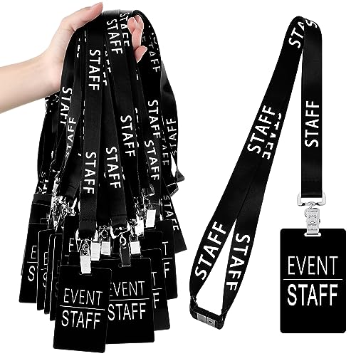 Qilery 50 Set Event Staff Lanyards with PVC Cards Lanyard Pass Staff Cards with Metal Swivel Hook for Concert Event Party ...