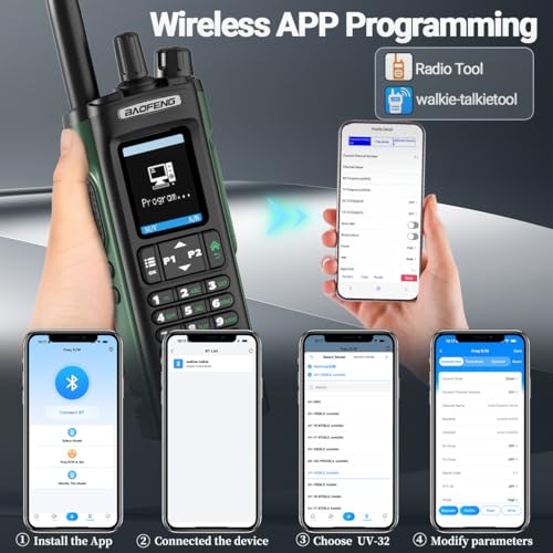 BAOFENG UV-32 Ham Radio Long Range 10W Rechargeable Walkie Talkies UV32 5RM K5 Handheld Two Way Radio NOAA Weather Radio w...