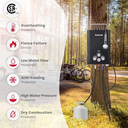GASLAND BE158B CSA Certified Portable Tankless Water Heater – Features Digital Display & Multi-Protection, 1.58 GPM Propan...