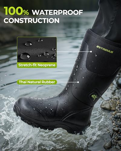 Extremus MudRidge Hunting Boots by KastKing, Men’s Waterproof Insulated Rubber Boots with 6mm Neoprene, All-terrain Anti-s...