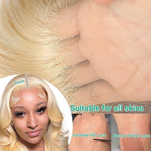 613 Lace Front Wig Human Hair 13x4 Body Wave Blonde Lace Front Wigs Human Hair 180% Density 613 HD Lace Frontal Wig Pre Plucked With Baby Hair 28 Inch