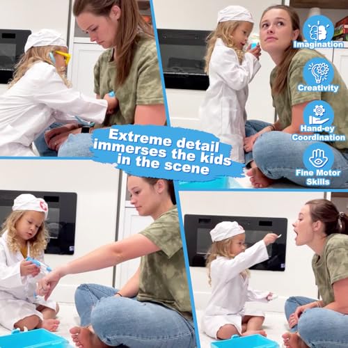 Doctor Kit for Toddlers 3-5 Year Old Kids Girls Boys Toys Pretend Play Dress Up Educational Dentist Doctor Set Costume Ste...