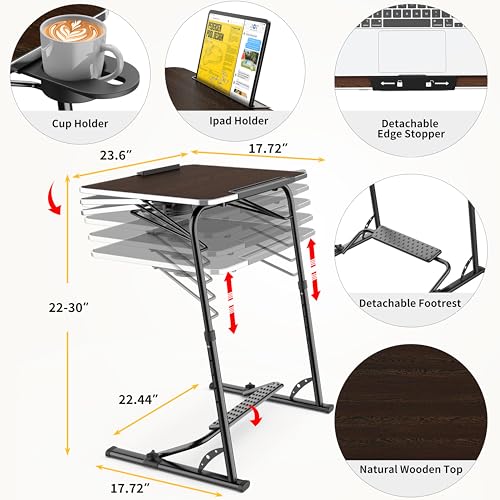 FoldWise Upgraded Folding TV Tray Table - Extra Large & Sturdy Laptop Table for Couch, Height & Angle Adjustable Desk for ...