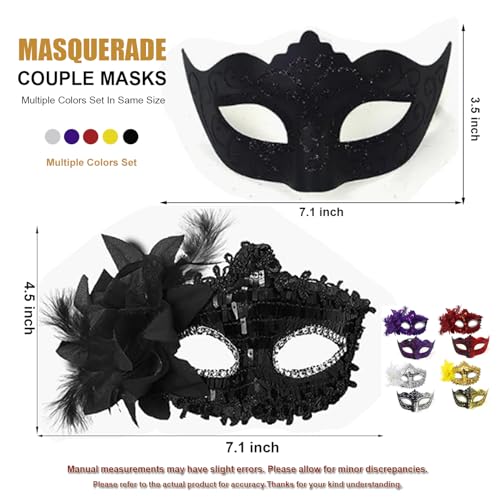 MYMENU Masquerade Mask for Women Couple Masquerade Mask for Men Shiny Venetian Mask Halloween Mask for Party Prom