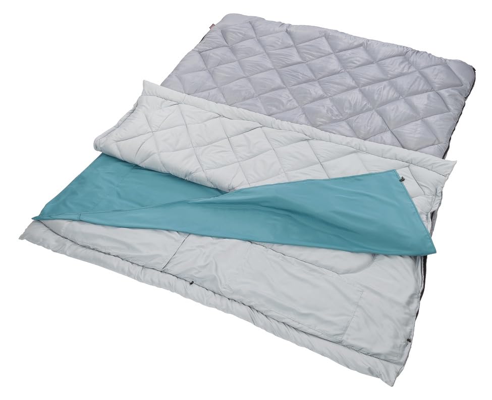 Coleman 45°F Double Sleeping Bag, Queen Size XL Tandem Sleep Sack with Big & Tall Design, Zips Apart into 2 Sleeping Bags,...