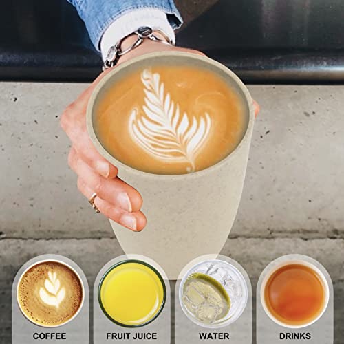 Wrova Wheat Straw Cups 6 PCS Good Alternative to Plastic Reusable Cups 20 oz Unbreakable Drinking Cup Reusable Dishwasher ...