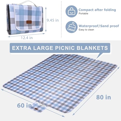 ALLBFENG 80"x60" Waterproof Sandproof Picnic Mat - Portable Foldable Outdoor Blanket for Beach, Park, Travel & Indoor Use...