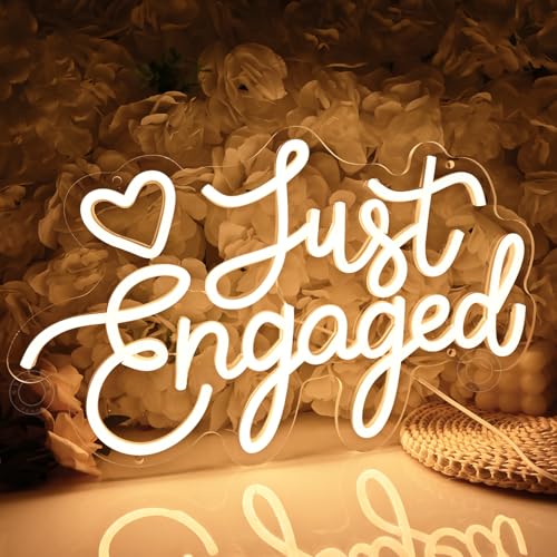 SYLHOME Just Engaged Led Neon Light Sign Heart Wall Decor Sign Wedding Proposal Married Party Bridal Shower Engagement Bac...