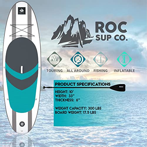 Roc Inflatable Stand Up Paddle Boards with Premium SUP Paddle Board Accessories, Wide Stable Design, Non-Slip Comfort Deck...