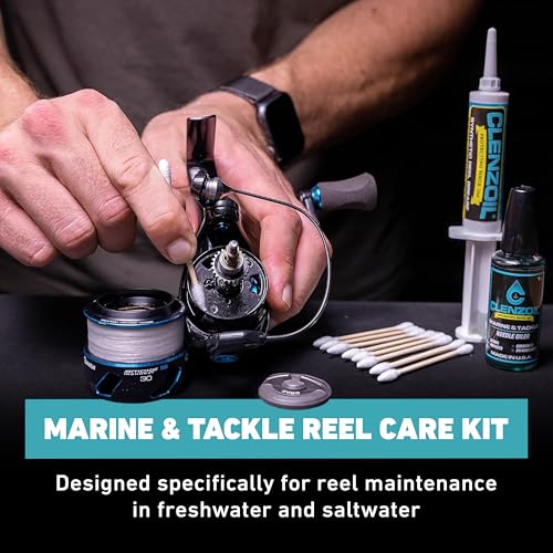 Clenzoil Marine & Tackle Reel Care Kit - with Fishing Reel Oil & Grease - All-in-One Cleaning Kit - for Freshwater & Saltw...