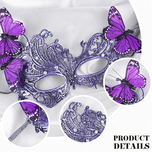 Zinniday Lace Masquerade Masks for Women - 2026 Halloween Venetian Butterfly Mask with Rhinestone