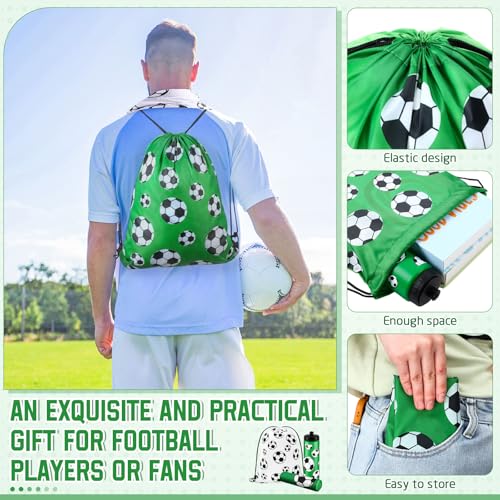 FuWeave 36 Pcs Soccer Water Bottle Drawstring Bag Cooling Towel Set Include 12 Squeeze Water Bottle 12 Drawstring Backpack...