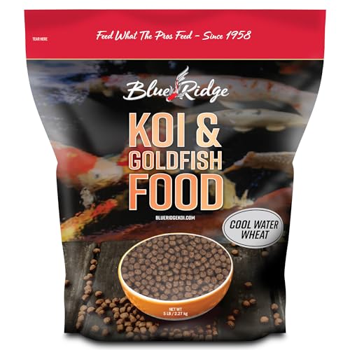 Blue Ridge Koi Fish Food 5lb - Cool Water Wheat 3/16", Fall and Winter Floating Pond Pellets, Ponds Fish Food