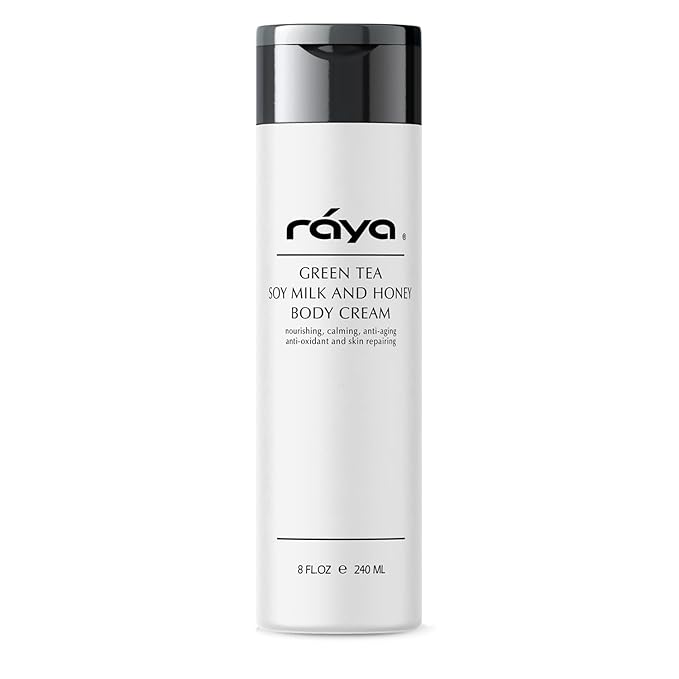 Raya Green Tea, Soy Milk, and Honey Body Cream 8 oz (S-523) | Nourishing, Calming, and Anti-Aging Body Cream | Protects and Refines Skin