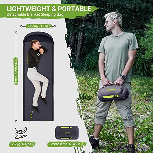 ATEPA Duck Down Sleeping Bag/Blanket for Backpacking, Ultralight Lightweight Rectangular Warm Weather Summer Compact Water...