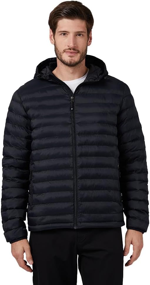 32 Degrees Heat Men’s Lightweight Packable Hooded Jacket – Water Resistant Travel Puffer