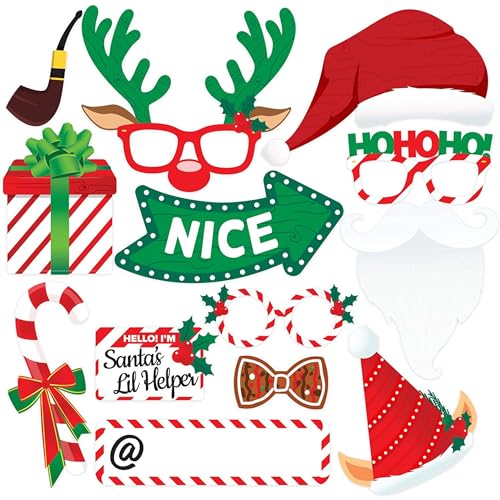 Christmas Photo Booth Props 38pc Set - Christmas Party Decorations, Party Favors, Games & Supplies for Kids Adults - Chris...