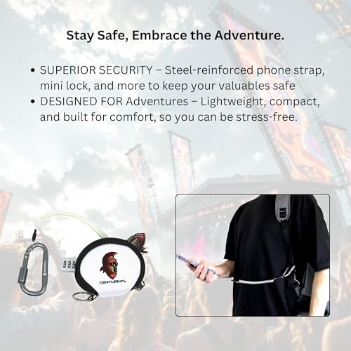 Essential Festival Safety Bundle White – Anti-Theft Phone Strap Tether Lanyard, Mini Lock, Bottle Opener – Secure Your Bel...