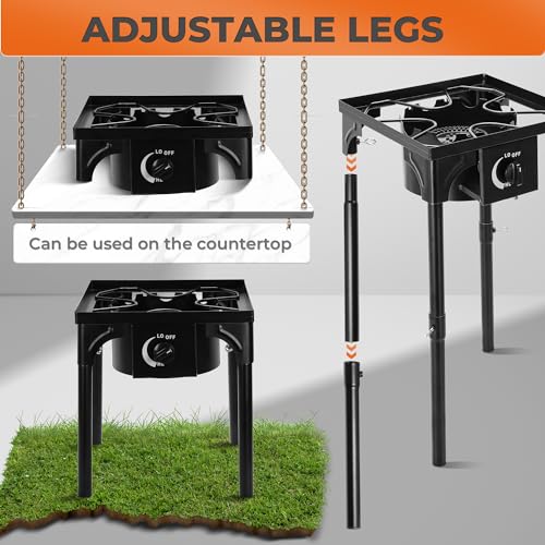 STEELUS Propane Camping Stove, 130000 BTU Single Burner Outdoor Propane Stove, High Pressure Propane Gas Cooker with Detac...