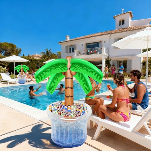 Zcaukya Inflatable Palm Tree Cooler, 60" Blow Up Palm Tree Cooler for Tropical Party Decorations, Hawaiian Party Supplies ...