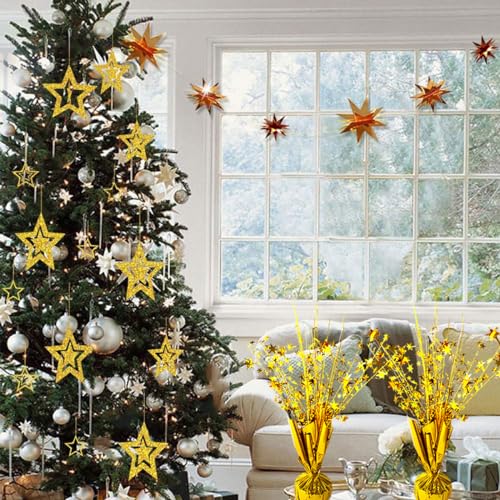 FUBININA 6 Pack Metallic Foil Spray Centerpiece Star Table Decoration Burst Table Centerpieces for Birthday New Years Nye ...