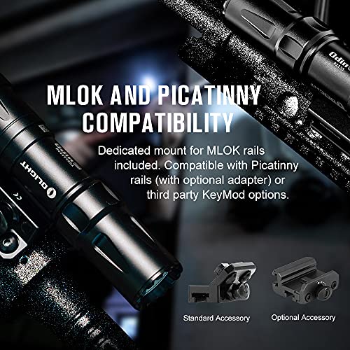 OLIGHT Odin Mini 1250 Lumens Ultra Compact Rechargeable Mlok-Mount Weaponlight, Removable Slide Rail Mount and Remote Swit...