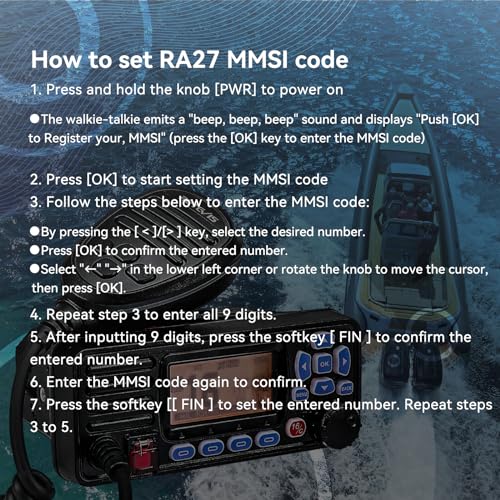 Retevis RA27 Fixed Mount Marine Radio with GPS and DSC, IP67 Waterproof, Long Range, Emergency NOAA Weather, All Internati...