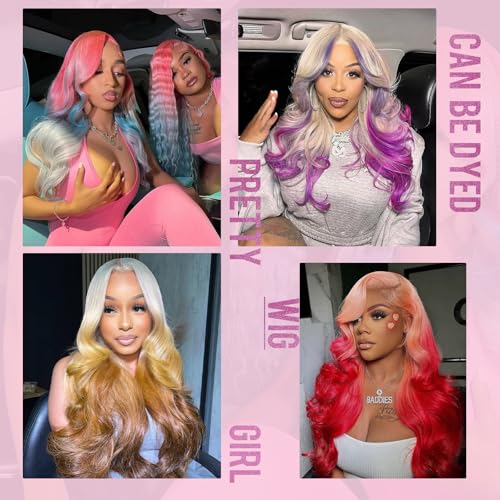 26 Inch 613 Lace Front Wig Human Hair 200 Density Blonde Wig Human Hair Body Wave Blonde Lace Front Wigs Human Hair Pre Plucked 613 HD Lace Frontal Wig 13x6