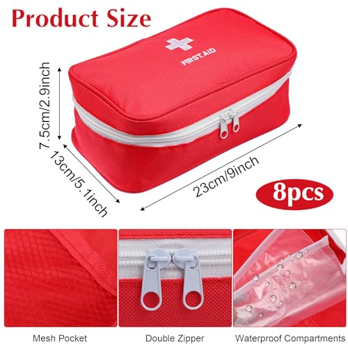 8 Pack Empty First Aid Bag, Emergency Bag Empty, First Aid Case, Portable Medical Storage Pouch for Camping Hiking Travel ...