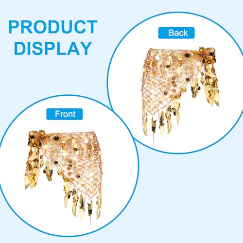MECCANIXITY Women's Belly Dance Hip Scarf with Sequins Triangle Wrap Skirts Waist Chain