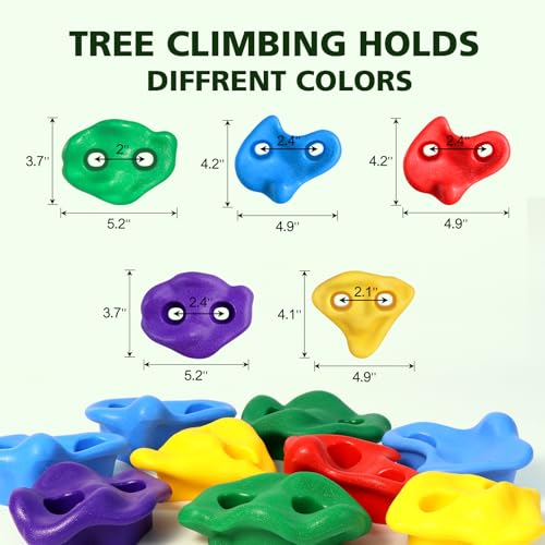 TOPNEW 12 Ninja Tree Climbing Holds for Kids Climber, Adult Climbing Rocks with 6 Ratchet Straps for Outdoor Ninja Warrior...