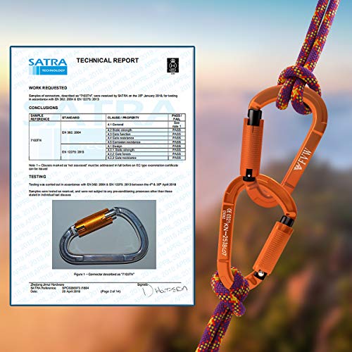 FVW Auto Locking Rock Climbing Carabiner Clips, UIAA Certified Professional 25KN (5620 lbs) Heavy Duty Caribeaners for Rap...