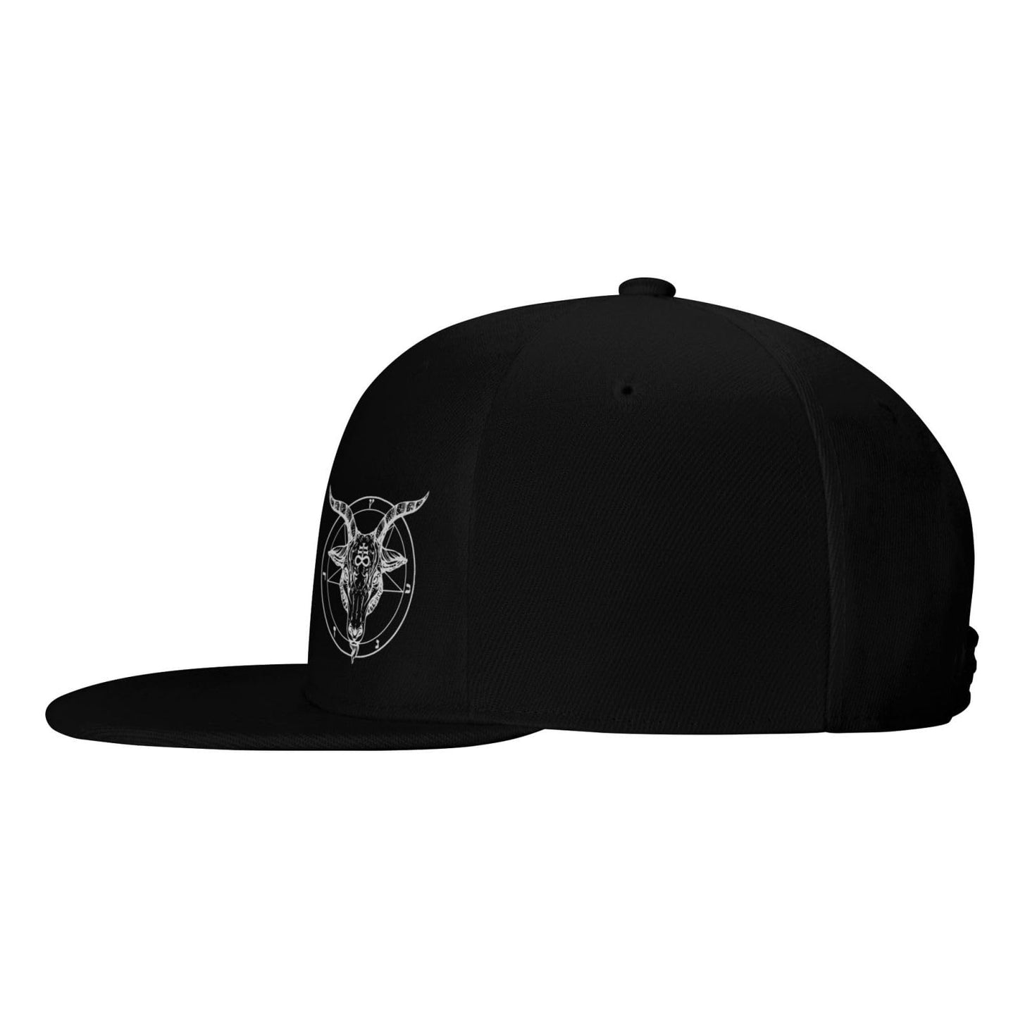 Generic Baphomet Satanist Goat Ram Flat Brim Bill Baseball Cap Adjustable Funny Sunhat Trucker Hat for Men Women Black