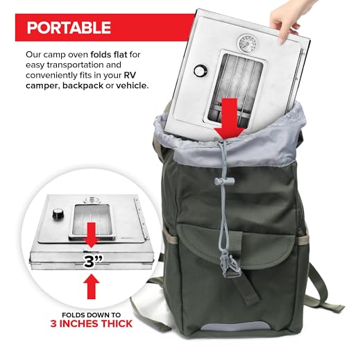 Modern Innovations Portable Camping Oven, Folding Camping Stove for Baking Cinnamon Rolls, Breads, and Muffins, Outdoor Po...