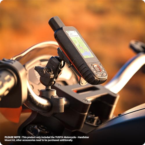 TUSITA Motorcycle GPS Mount - Holder Compatible with Garmin Handheld GPS - Double Socket Arm Handlebar Base