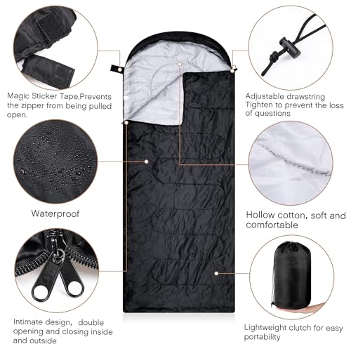 Tranqun 15Pcs Bulk Sleeping Bags Homeless for Adult with Winter Beanies Gloves, Cotton Liner Camping Sleeping Bag Waterpro...