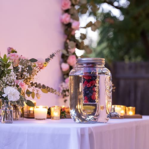 2-Gallon Glass Liquor Decanter Drink Dispenser for Parties - 100% Leakproof Stainless Steel Spigot + Marker & Label and Fr...