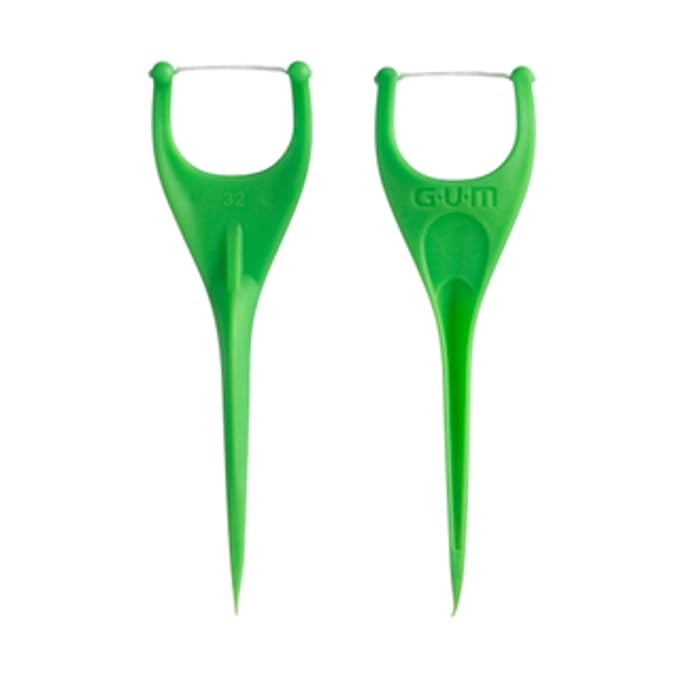 GUM Angled Floss Picks, Perfect for Tight Teeth, Extra Strong Shred-Resistant Dental Floss, Angled for Easy Reach, Dental Flossers for Adults, Fresh Mint Flavor, 75 Count (Pack of 4)