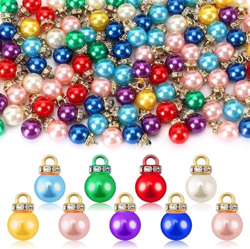Jansun 90PCS Christmas Mini Balls Ornaments Multicolour Imitation Pearl Pendants Miniature Xmas Tree Hanging Decorations S...