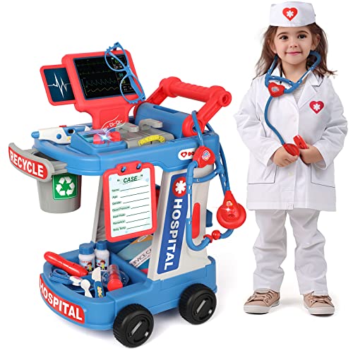Liberry Doctor Kit for Toddlers Ages 2 3 4 5, Pretend Kids Doctor Playset with Cart, Costume and Stethoscope, Role Play Me...