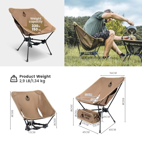 ONETIGRIS 2 Pack Tigerblade Camping Chair, Lightweight Folding Backpacking Hiking, Compact Portable 330 lbs Capacity