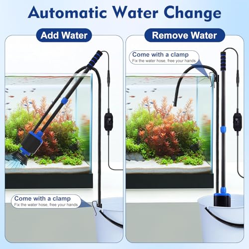AQQA DC 36W Electric Aquarium Vacuum Gravel Cleaner 6-in-1 Multifunctional Fish Tank Cleaning Kit for Remove Dirt, Change ...
