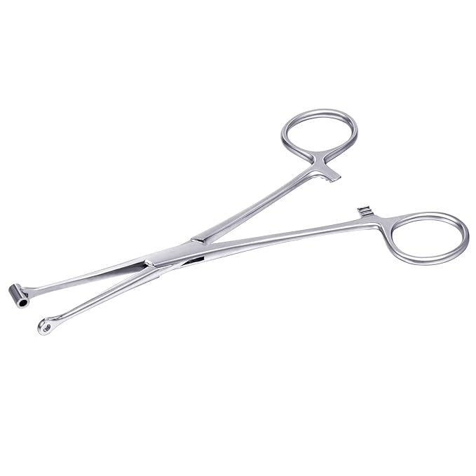 DJCIW 6" Tragus Septum Forceps, Bucket End Tragus Septum Clamp Pliers，316L Stainless Steel Tragus Ear Piercing Forceps Piercing Clamps Body Piercing Tools