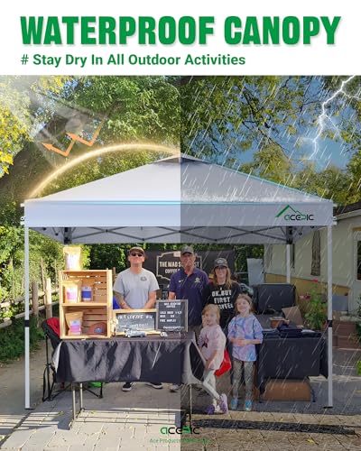Acepic 10x10 Pop Up Canopy Tent,300D Silver-Coating Top,Pop Up Canopy Tent Instant Portable Shelter with 1-Button Push and...